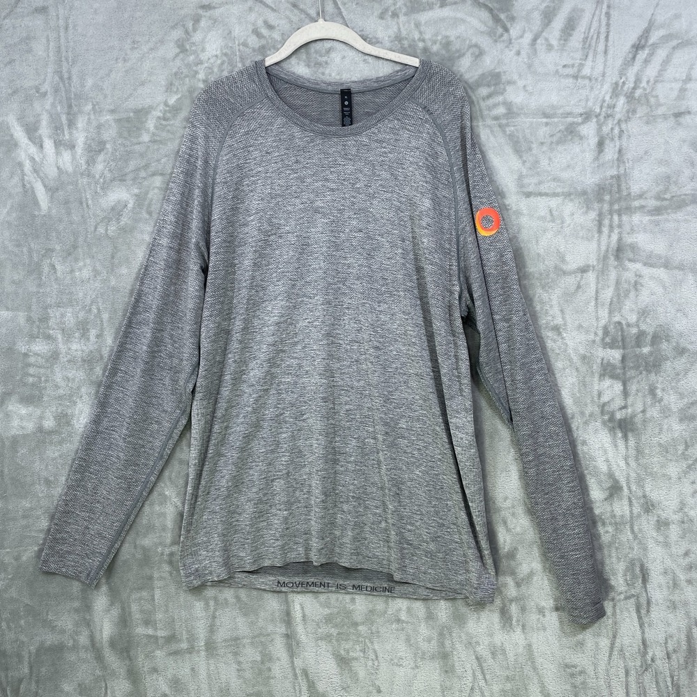 Lululemon‎  Mens XXL Gray Metal Vent Tech Performance Long Sleeve Tee Gym Active